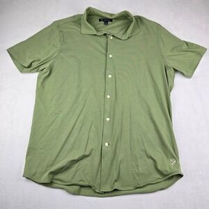 Cremieux XL Mens Shirt Button Down Casual Green Cotton‎ Blend Short Sleeve
